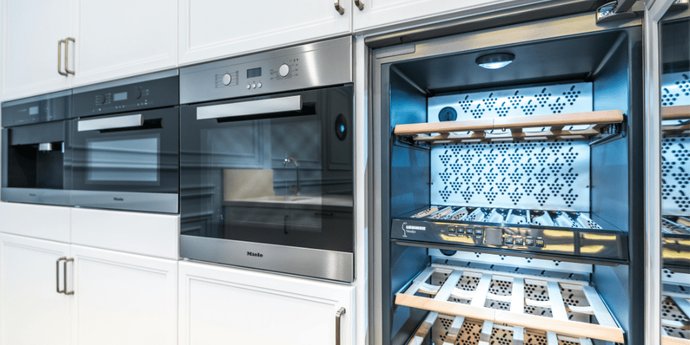 Kitchen with built in wine cooler